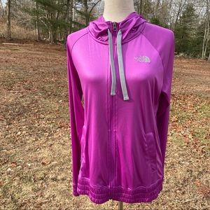 THE NORTH FACE JACKET COAT HOODIE ZIP FRONT PURPLE TIE NECK SIZE M